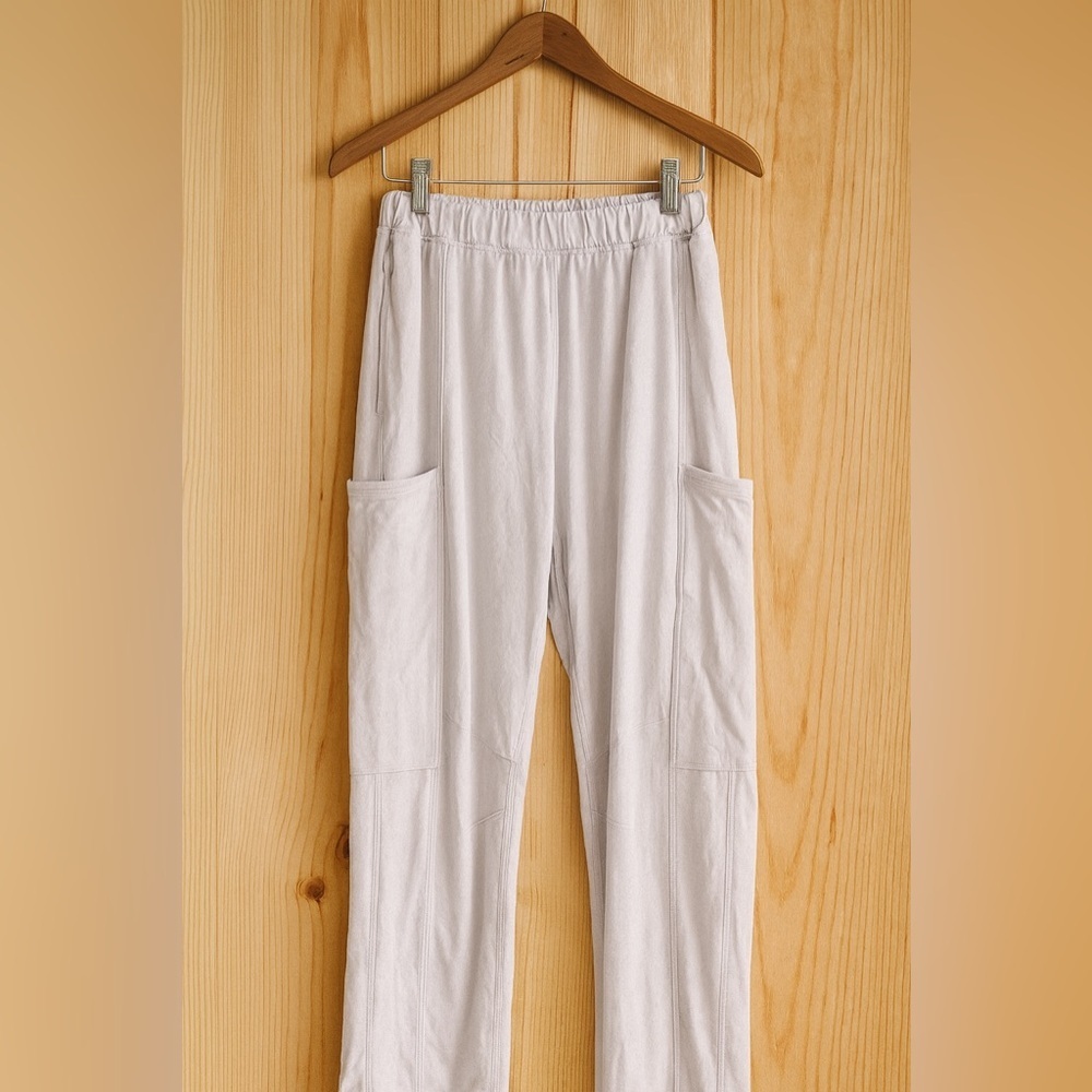 FP Movement by Free People Cream/Lilac Hot Shot Wide-Leg Lounge Pants